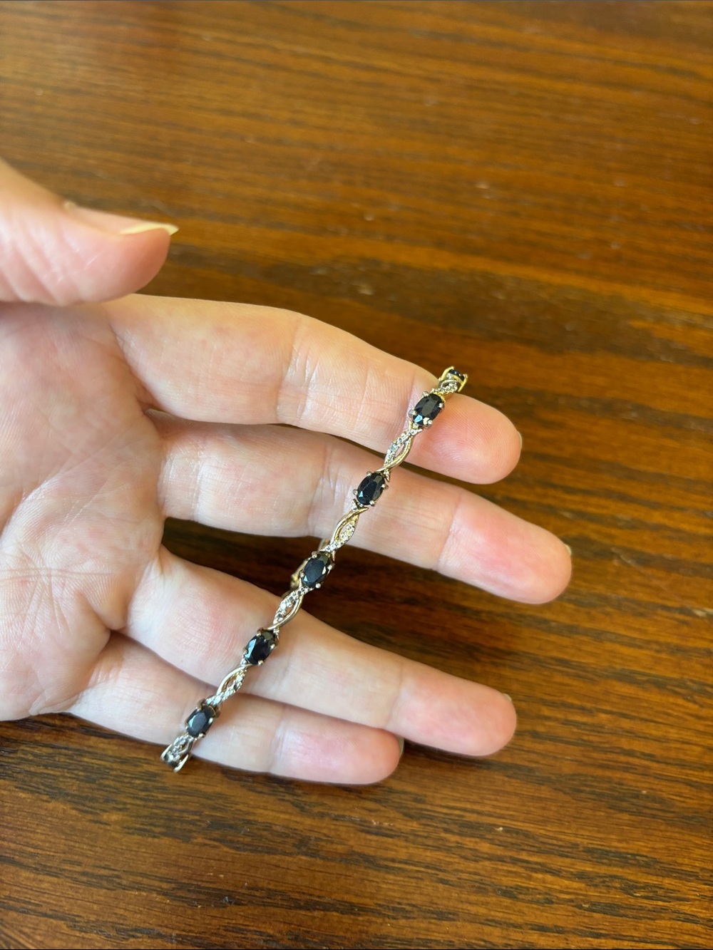 Midnight Stone Sliver And Gold Plated Bracelet